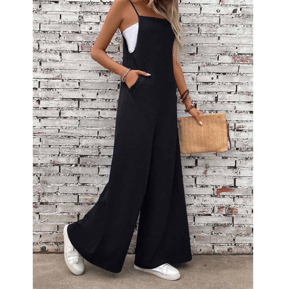 BellanBlue Black Wide-Leg Spaghetti Strap Jumpsuit XL
